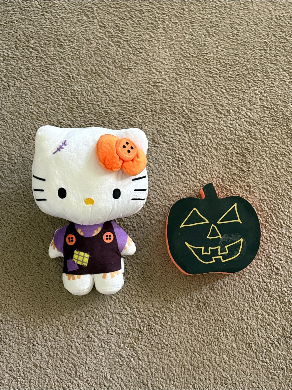 Sanrio Hello Kitty Plush with Purple Outfit and Orange Flower Bow